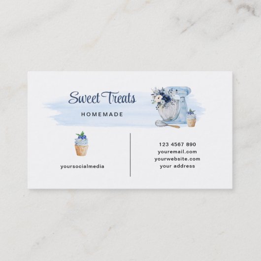 Blue Floral Mixer Visitekaartje (Achterkant)