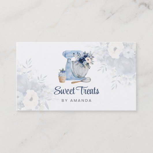 Blue Floral Mixer Visitekaartje (Voorkant)