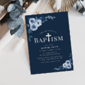 blue floral modern baptisme - uitnodiging