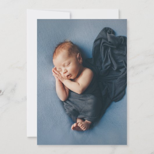 blue floral modern baptisme - uitnodiging (Achterkant)