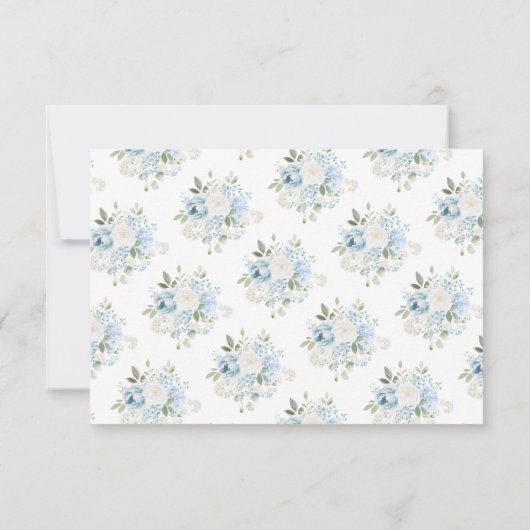 Blue Floral Modern Monogram Wedding RSVP Cards (Achterkant)