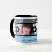 Blue Floral Moederdag 2 Foto Mok (Voorkant links)