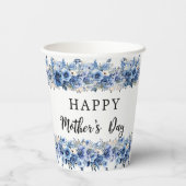 Blue Floral Moederdag Brunch Party Papieren Bekers (Achterkant)