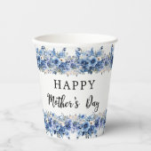 Blue Floral Moederdag Brunch Party Papieren Bekers (Voorkant)
