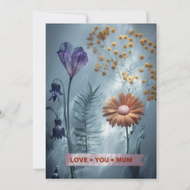 Blue Floral Moederdag Kaart