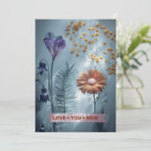 Blue Floral Moederdag Kaart (Staand voorkant)