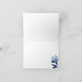 Blue Floral Monogram Couple Initialen op maat Notitiekaartje (Binnen)