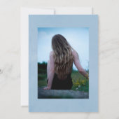 Blue Floral Monogram Crest Crest Celebration of Li Kaart (Achterkant)