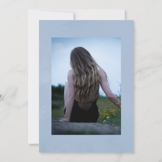 Blue Floral Monogram Crest Crest Celebration of Li Kaart (Achterkant)