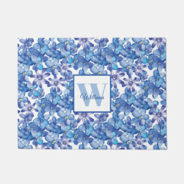 Blue Floral Monogram Deurmat