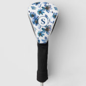 Blue Floral Monogram Golfheadcover (Voorkant)