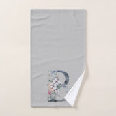 Blue Floral Monogram Initiaal B Grijze Handdoek Se (Handdoek)