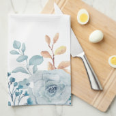 Blue Floral Monogram Name Kitchen Towels Theedoek (Quarter Fold)