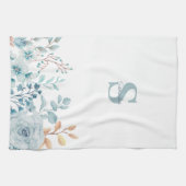 Blue Floral Monogram Name Kitchen Towels Theedoek (Horizontaal)