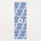 Blue Floral Monogram Yogamat (Voorkant)