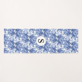Blue Floral Monogram Yogamat (Voorkant (horizontaal))