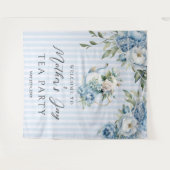 Blue Floral Mother's Day Tea Party Backdrop Wandkleed (Voorkant (horizontaal))