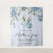 Blue Floral Mother's Day Tea Party Backdrop Wandkleed (Voorkant)