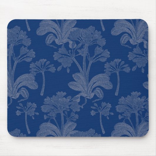 Blue Floral Mousepad Muismat (Voorkant)