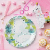 Blue Floral Mr. en Mrs. 9". Papieren Bordjes (Feest)