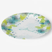 Blue Floral Mr. en Mrs. 9". Papieren Bordjes (Gekanteld)