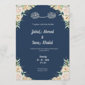 Blue Floral muslim wedding invitation Editable  Kaart (Voorkant)