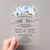 Blue Floral Niets Fancy Alleen liefde Elopement Acryl Uitnodigingen (Insitu (Draagbaar))