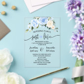 Blue Floral Niets Fancy Alleen liefde Elopement Acryl Uitnodigingen (Insitu (Huwelijk))
