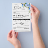 Blue Floral Note for Couple Wedding Reception Card Flyer (Hand)
