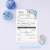 Blue Floral Note for Couple Wedding Reception Card Flyer (Enkel)