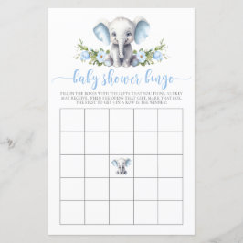 Blue Floral Olifant Baby Bingo Douche spel