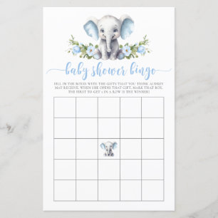 Blue Floral Olifant Baby Bingo Douche spel