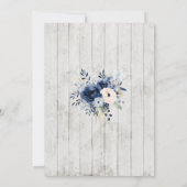 Blue Floral on Wood Wedding Invitation Kaart (Achterkant)