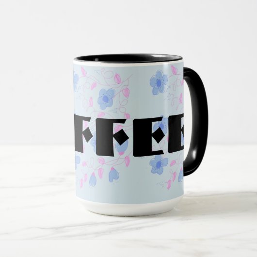 Blue Floral ontworpen Mok (Voorkant rechts)