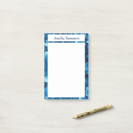 Blue Floral op maat Post-it® Notes (Op bureau)