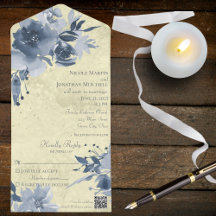 Blue Floral op noodlijdend Bord Geel met QR-code