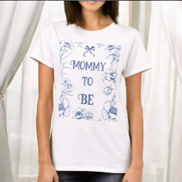 Blue Floral Ornament  Baby Mama To Be T-shirt