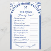 Blue Floral Ornament  Baby shower Game Flyer (Voorkant)