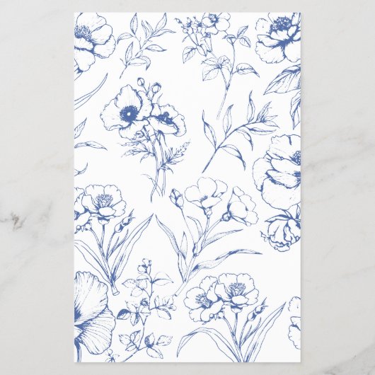 Blue Floral Ornament Baby shower Game Flyer (Achterkant)