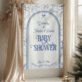 Blue Floral Ornament Classic Neutral Welkom Wandkleed