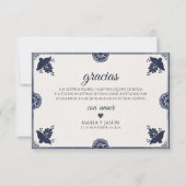 Blue Floral Otomi Simple Fiesta Spanish Wedding Bedankkaart (Voorkant)