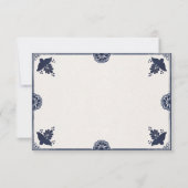 Blue Floral Otomi Simple Fiesta Spanish Wedding Bedankkaart (Achterkant)