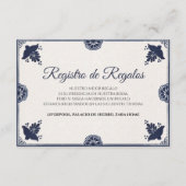 Blue Floral Otomi Simple Fiesta Spanish Wedding Informatiekaartje (Voorkant)