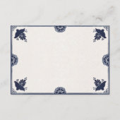 Blue Floral Otomi Simple Fiesta Spanish Wedding Informatiekaartje (Achterkant)
