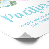 Blue Floral Pacifier Hunt Baby shower Spelbord Poster (Hoek)