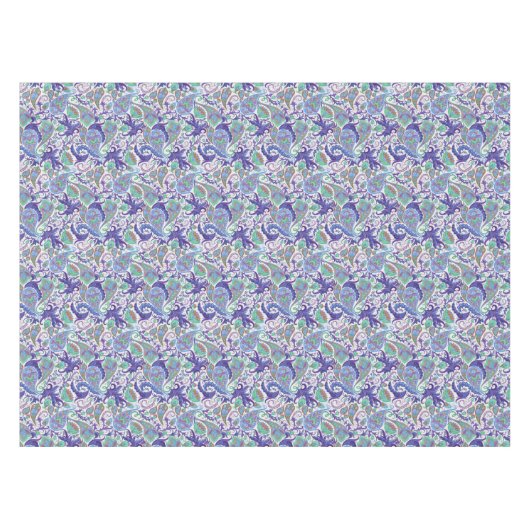 Blue Floral Paisley Tafelkleed (Voorkant (Horizontaal))