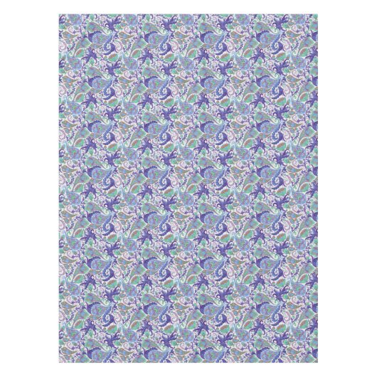 Blue Floral Paisley Tafelkleed (Voorkant)