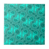 Blue Floral Paisley Tegeltje (Voorkant)