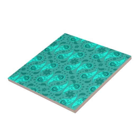 Blue Floral Paisley Tegeltje (Zijkant)
