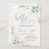 Blue Floral Pampas Grass Baby shower Kaart (Voorkant)